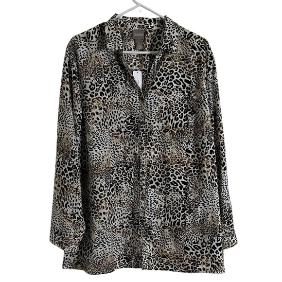 Chico's Tops - Chico's Alluring Animal Silky Chic Tunic‎ Top Blouse Classic Camel size 3/XL NWT